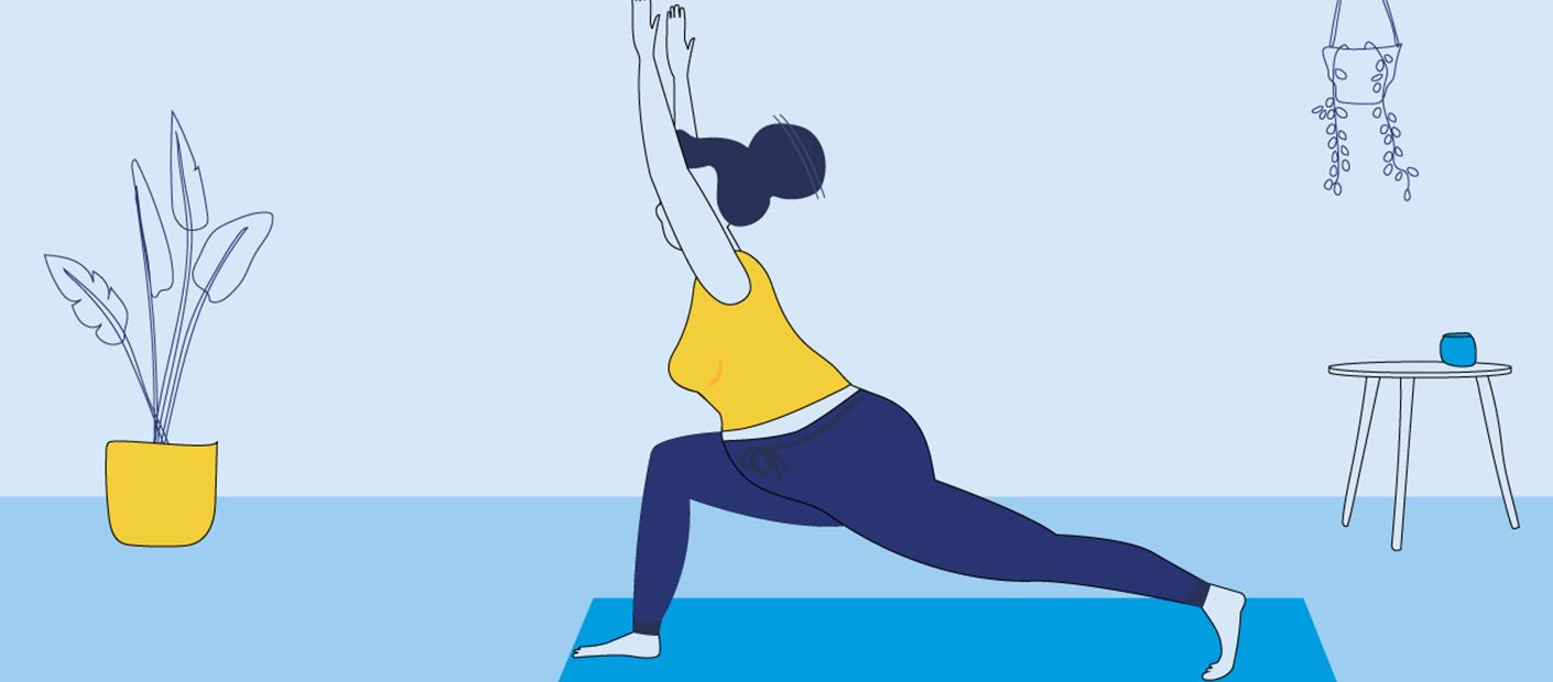 Woman doing prenatal yoga